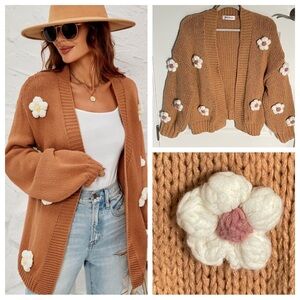 Bailey 44 chunky knit floral cardigan Sweater 47552